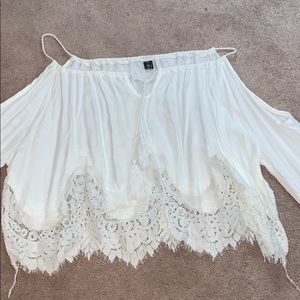 White off the shoulder lace shirt